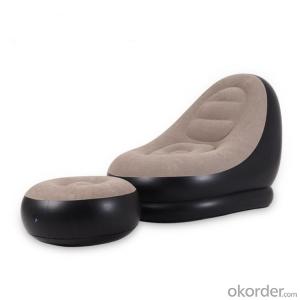 Flocked L-Shaped Single Inflatable Sofa with Footrest